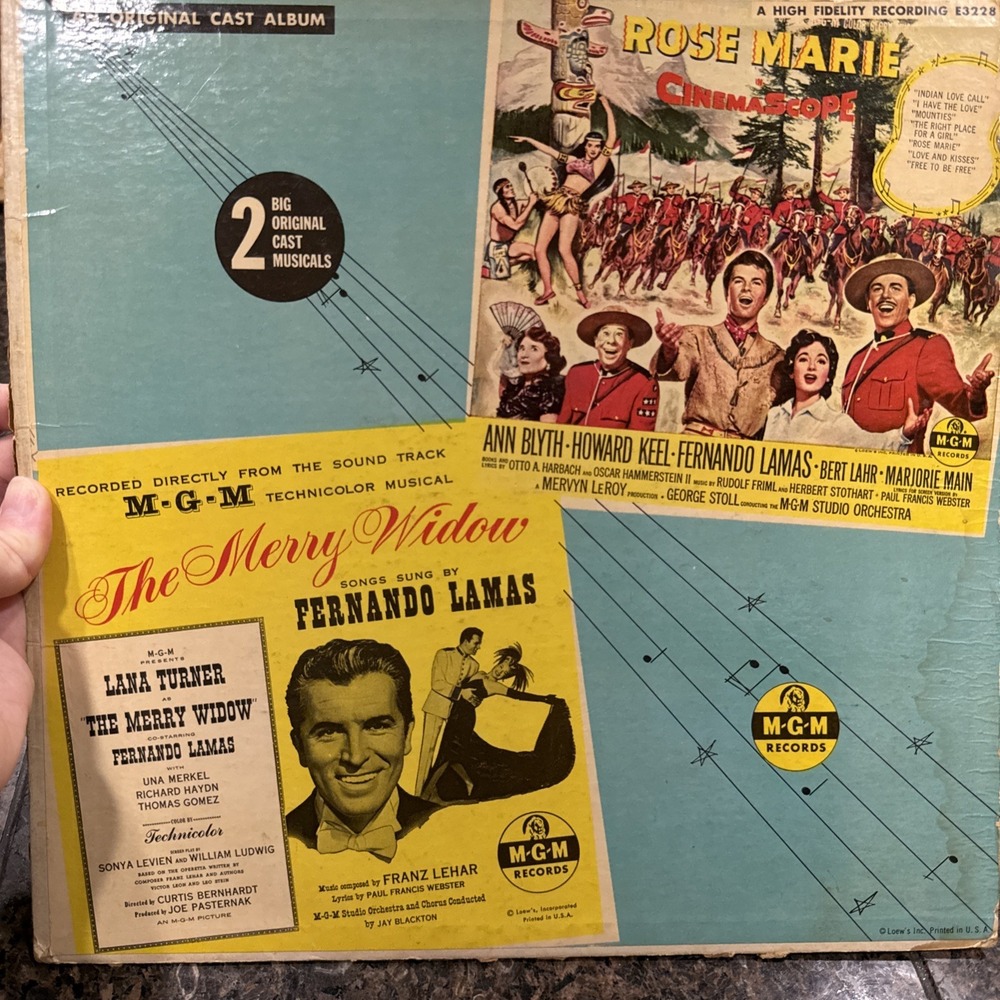 MERRY WIDOW &‎ ROSE MARIE TWO SOUNDTRACKS MGM E 3128 VINYL MONO LP Musical 50's